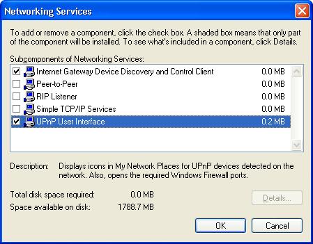Select Networking Services and click [Details]. 4. Check that UPnP User Interface on the Networking Services page is checked.