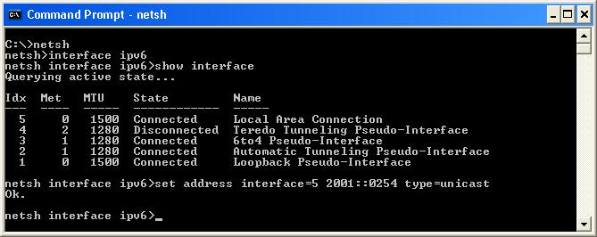 3 Setting a Static IPv6 Global Address. 1. Perform steps 1, 2, and 3 in Re-obtaining an IPv6 global address above. 2. Enter "show interface", and press [Enter].