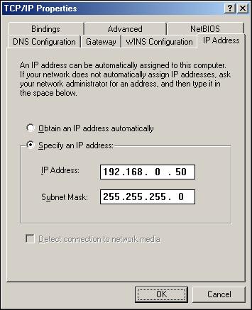 Select the TCP/IP related to the LAN card connected to this product in the Network dialog box, and click [Properties]. The TCP/IP Properties dialog box is displayed. 4.
