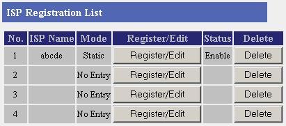 ISP Deletion Follow the steps below to delete ISPs from the ISP registration list/ipv6 ISP Registration List. 1.