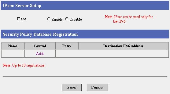 3.2.7 Using VPN (IPsec) This function allows you to construct a VPN using IPsec when communicating using IPv6.