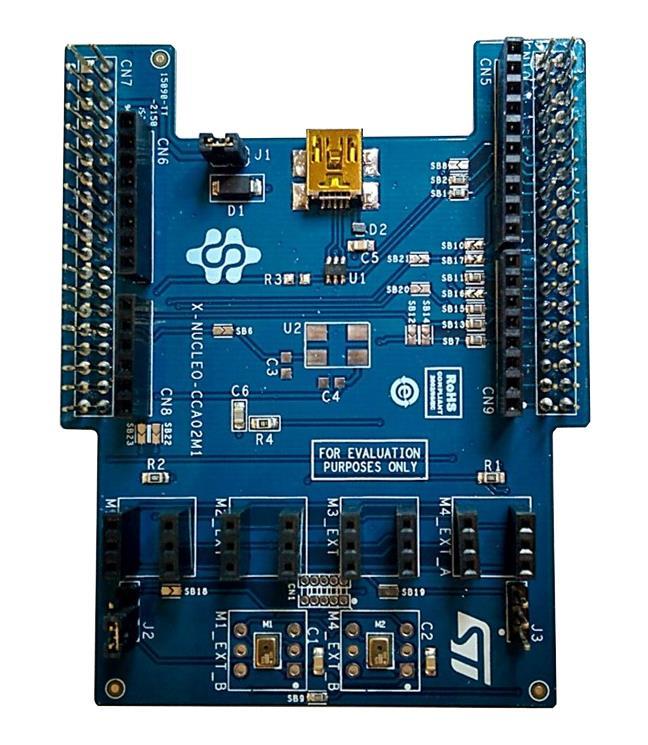 It has two microphones soldered on board and it is compatible with digital microphone coupon boards such as STEVAL-MKI129Vx and STEVAL-MKI155Vx.