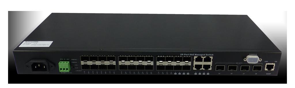 Gigabit L2+ OAM Managed Fiber Switch with Twin-Rate TM RC-ACS-2428B Overview The RC-ACS-2428B, the next generation L2+ Carrier Ethernet Access Fiber switches from Raycore, is a 20-port GbE SFP,