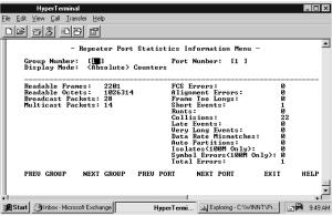 Repeater Port Statistics Information The Repeater Port Statistics Information Menu shows statistics in Absolute and Relative values.