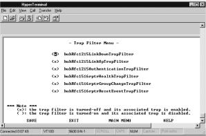 Trap Filter Selecting this option presents the Trap Filter Menu as shown below.