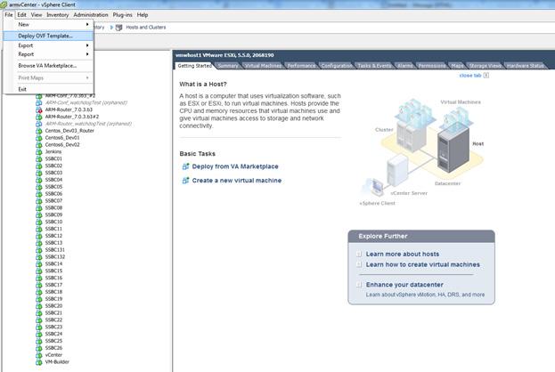 Installation Manual 2. Installing the ARM Figure 2-2: vsphere Client Deploy OVF Template 3. Choose Host.