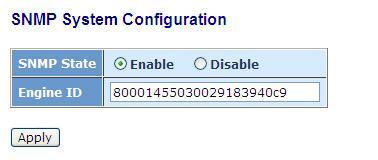 SNMP SYSTEM CONFIGRATION This function is used to configure SNMP settings, community name, trap host and public traps as well as the throttle of SNMP.