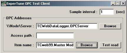 Logger s OPC server.