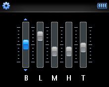 4.6.1 Equalizer custom settings You can customize the equalizer settings: 1 Long press and select. 2 Press 3 or 4, then 2; to select Sound settings. 3 Press 3 or 4, then 2; to select Equalizer.