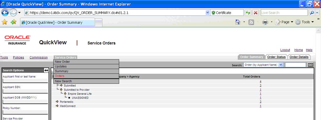 Orders The Orders screen will display the details of the order that you are currently in.