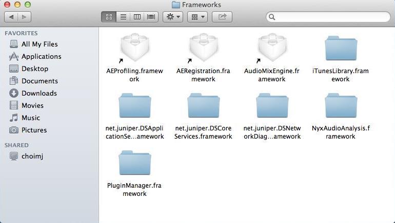 framework file in PATH C: Mac OS Hard Disk