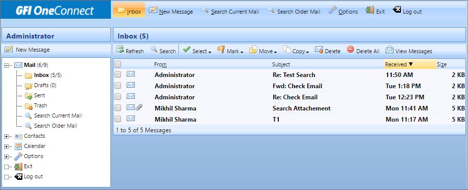 Screenshot 5: Using email in WebMail Important notes about WebMail: A mobile version of WebMail, which is optimized for smaller screens, such as smartphones, is also available at the same URL.