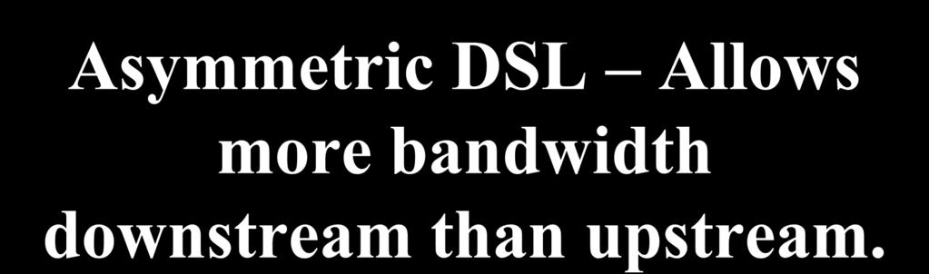 Asymmetric DSL Allows more