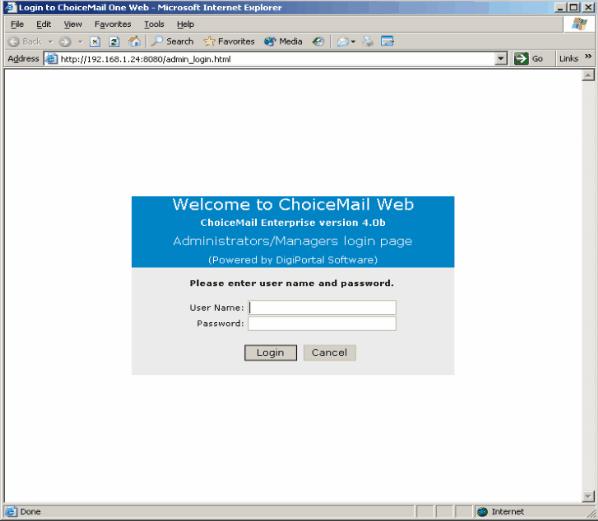 ChoiceMail Administrative Login 4 This guide applies to the settings controllable through the web browser.