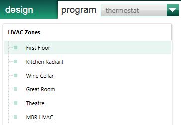 Next, select the HVAC zone that requires schedule programming.