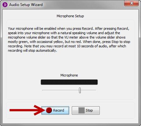 Figure 30 - Select Audio Input Device 8. Click OK. 9. The Microphone Setup window will appear with additional instructions to follow while setting up. 10.