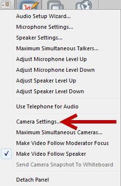 2. Click Camera Settings in the dropdown menu. Figure 36 - Select Camera Settings 3. The Preferences/Camera Settings window will appear.