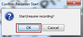 2. At the Confirm Recorder Start prompt, press OK. Figure 92 - Press OK 3. You will hear a message from Collaborate indicating that the recording has begun.