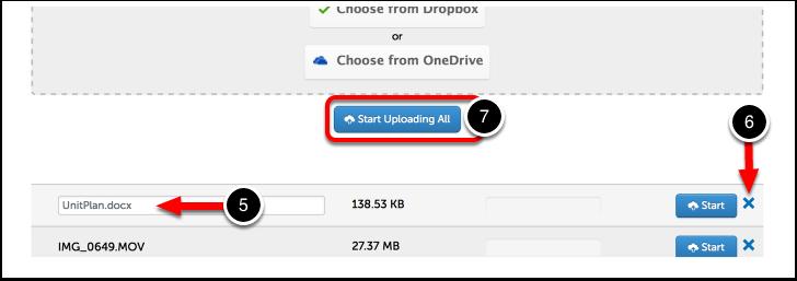 Choose from OneDrive: This feature enables the user to select file(s) from their OneDrive account.