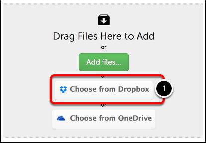 1. Click on the Choose from Dropbox button. 2.