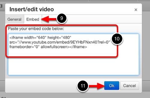 Paste the video's embed code in the box. http://integrationresources.