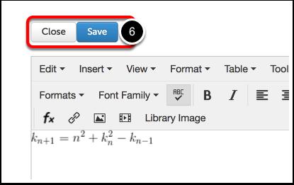 The equation will appear in the text editor window. 6. Click Save, and then Close.