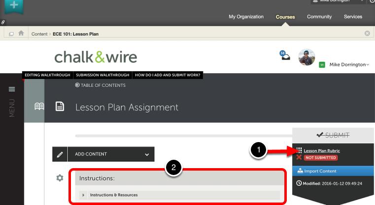 Step 3: Review Chalk & Wire Assignment Your Chalk & Wire assignment will appear on your screen. 1.