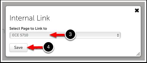 Step 3: Select Portfolio Page for Internal Link You may only select a portfolio page from your current portfolio to link to. 3. Use the Select Page to Link to drop down menu to select another page in your portfolio to link to.