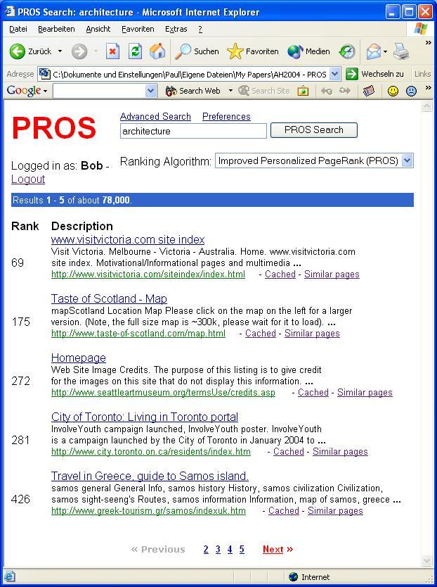 Prototype of the PROS Web Search System 4 Experiments and Results Input Data.