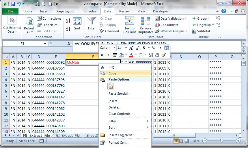 Since you Anchored the Table_array, copy the Vlookup Command all the way down the column in