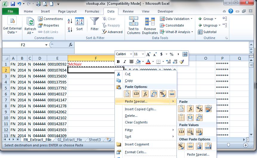 Select the cell that contains the Vlookup Function. 18. Right Click & Select Copy. 19.