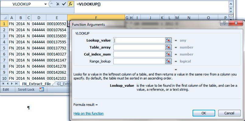 The VLookup Function Argument Window will open.