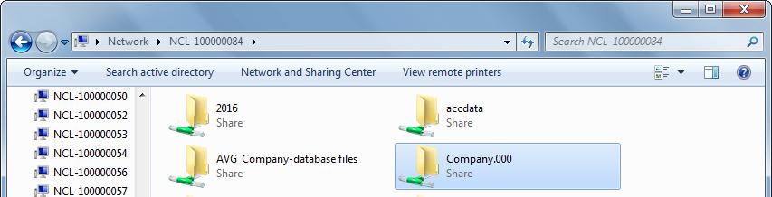 list of shared folders for the server: Double click on