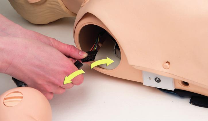 Do not use silicon or other lubricant, as this may damage manikin. Note Head contains electrical components.