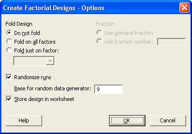 Factor B, type Pack in Name, A in Low, and B in High. Under Type, choose Text. 3 Click OK to return to the main dialog box.