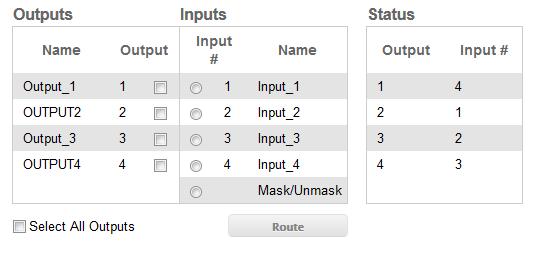 Web Interface Name (Outputs) The name of the output. The name of the output can also be changed using the #set_output_name command or through the I/O Setup I/O Names page of the Web interface.