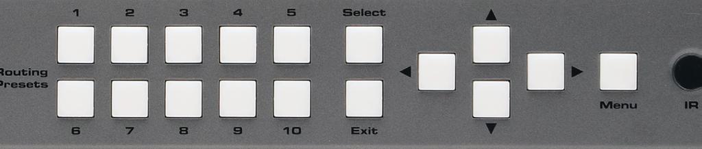 Operating the 4x4 Seamless Matrix for HDMI Routing Basics Saving Routing Presets The 4x4 Seamless Matrix for HDMI allows routing states to be saved to any of 10 preset memory locations.