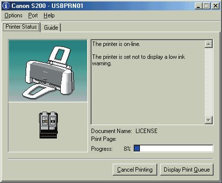 Printer Driver Functions (Windows) Cancelling a print job from the BJ Status Monitor 1 Click the Canon BJ Status Monitor (Windows