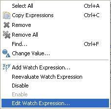 control as the Variables view To edit an expression or