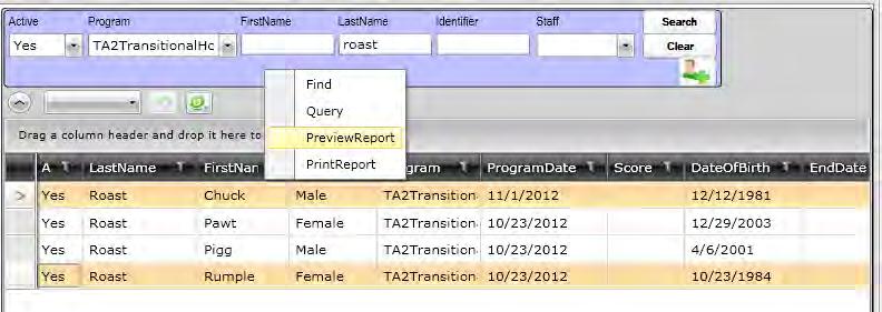 APPLICATION REPORT INSTRUCTIONS: CaseNotesReport (Application Report Program Client Search Page) This report displays ALL Case Notes by date for the selected client or clients.