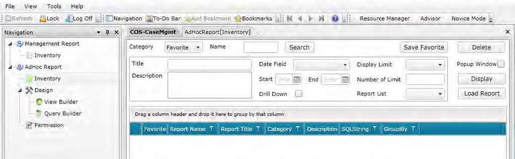 In AdHoc Reports the user can specify which fields are used in reporting.