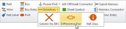 process see Home Circuit Elements Directives in the Schematic editor. Managing Diﬀerential Pairs Use the Diﬀerential Pairs region of the PCB panel to manage the diﬀerential pair objects in a design.