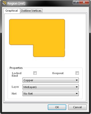 access to the relevant properties dialog, such as the Regions dialog,