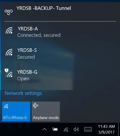 How to Forget YRDSB A or YRDSB S on a PERSONAL Laptop It is important that if you re using a personal laptop that connects to either YRDSB A or YRDSB S, BEFORE you change your network password, you