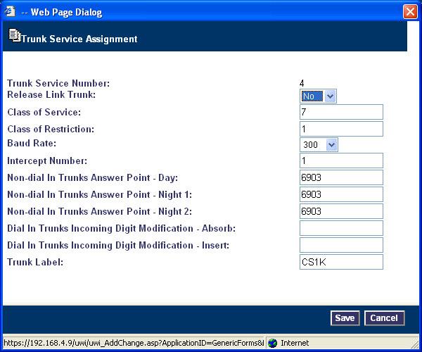 Trunk Service Assignment This is configured in the Trunk Attributes form.