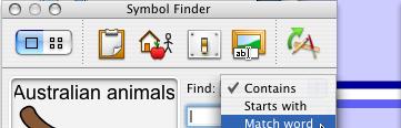 This brings up the Symbol Finder in a small, floating window.
