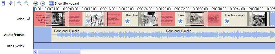 Timeline/Storyboard In MM2, the storyboard and timeline windows are used to place elements from the collections into a layout which can be
