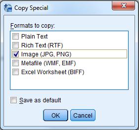 Select Image (JPG, PNG), and deselect the other alternatives. Click OK, and then paste it into a Word document (e.g. by using the keybord shortcut Ctrl+V).