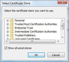 all certificates in the following store and click the Browse 27 In the