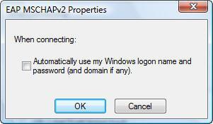 Click on the Configure 44 In the EAP MSCHAPv2 Properties window, uncheck